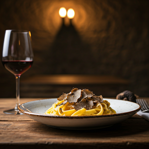 Tradicionalna tjestenina i vino u restoranu