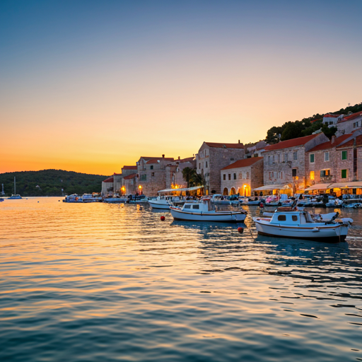 Dubrovnik i gradska luka u zalazak sunca